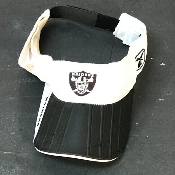 NFL Reebok RAIDERS Black White Mens Visor Cap Hat - Picture 1 of 9
